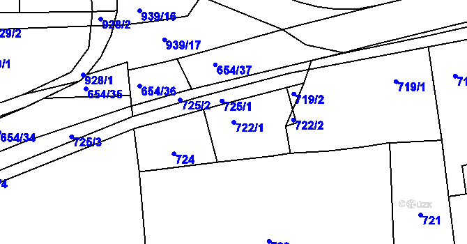 Parcela st. 722/1 v KÚ Morkovice, Katastrální mapa