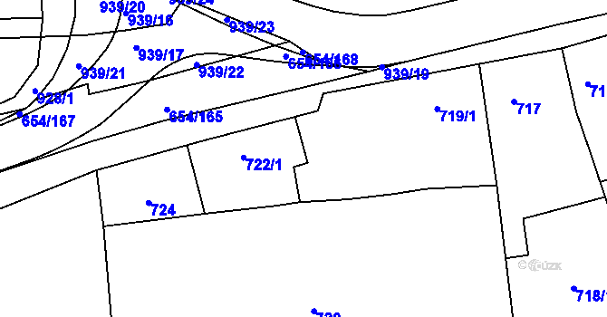 Parcela st. 722/2 v KÚ Morkovice, Katastrální mapa