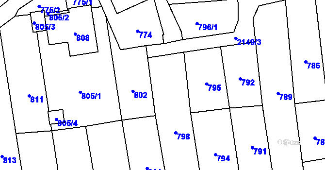 Parcela st. 799/1 v KÚ Morkovice, Katastrální mapa