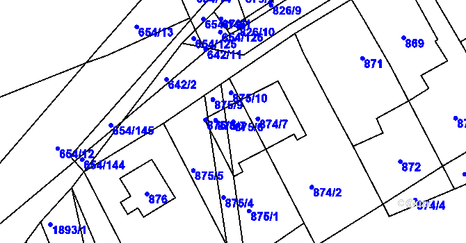 Parcela st. 875/6 v KÚ Morkovice, Katastrální mapa