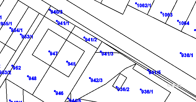 Parcela st. 942/1 v KÚ Morkovice, Katastrální mapa