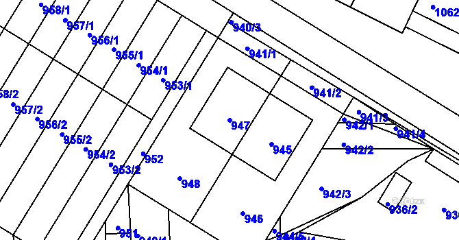 Parcela st. 947 v KÚ Morkovice, Katastrální mapa
