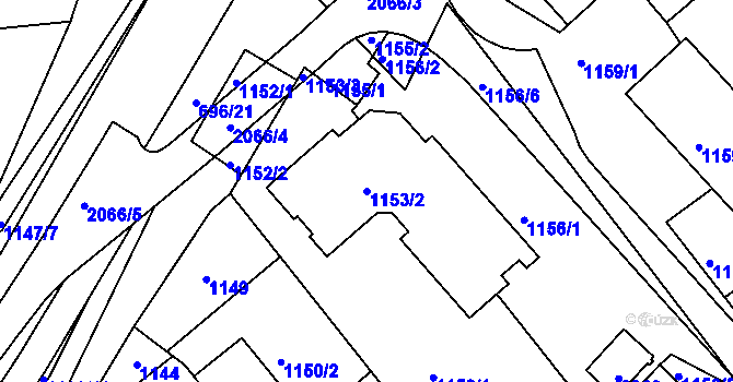 Parcela st. 1153/2 v KÚ Morkovice, Katastrální mapa