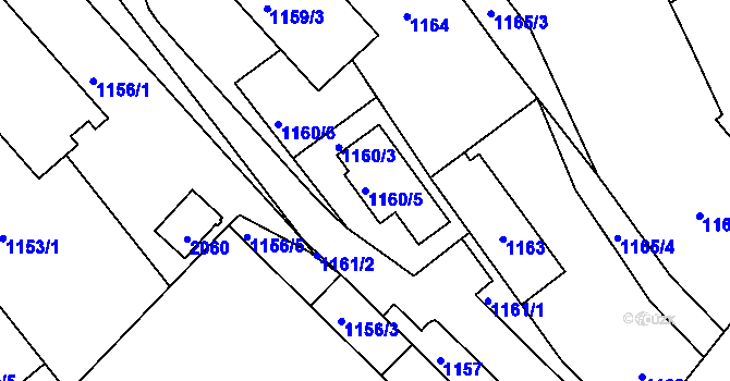 Parcela st. 1160/5 v KÚ Morkovice, Katastrální mapa