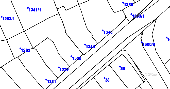 Parcela st. 1344 v KÚ Morkovice, Katastrální mapa