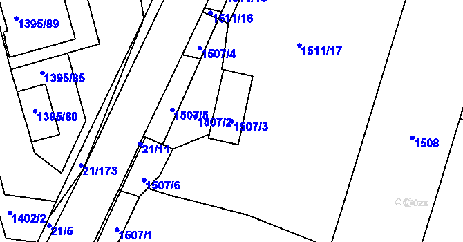Parcela st. 1507/3 v KÚ Morkovice, Katastrální mapa
