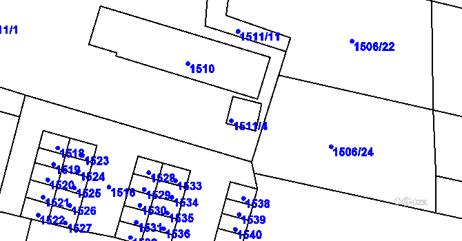 Parcela st. 1511/4 v KÚ Morkovice, Katastrální mapa