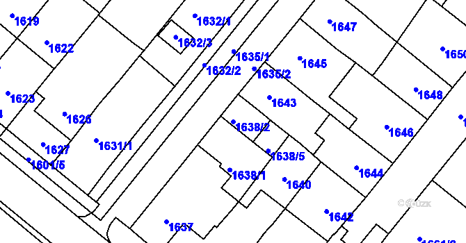 Parcela st. 1638/2 v KÚ Morkovice, Katastrální mapa