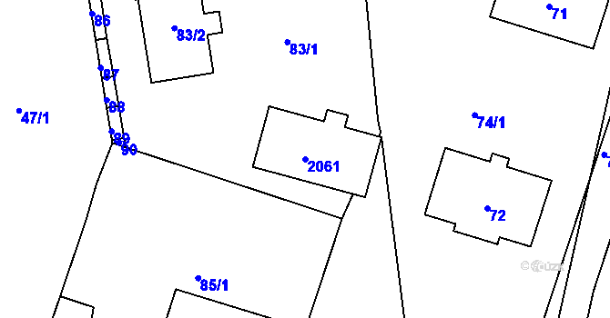 Parcela st. 2061 v KÚ Morkovice, Katastrální mapa
