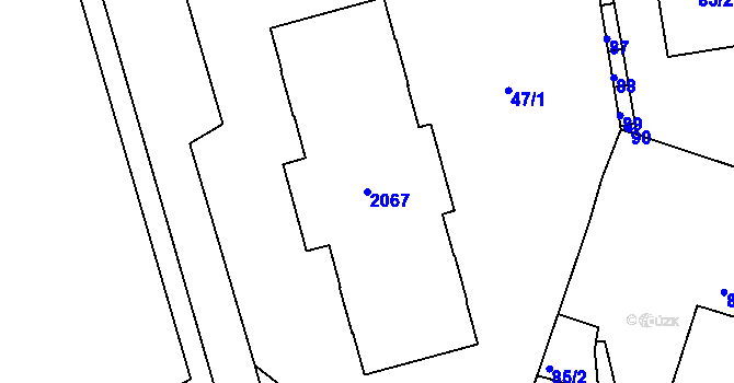 Parcela st. 2067 v KÚ Morkovice, Katastrální mapa