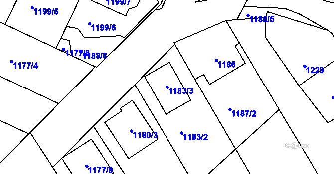 Parcela st. 1183/3 v KÚ Morkovice, Katastrální mapa
