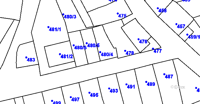 Parcela st. 480/4 v KÚ Morkovice, Katastrální mapa