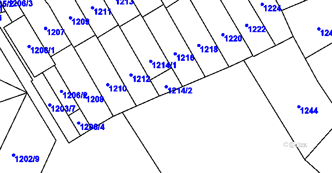 Parcela st. 1214/2 v KÚ Morkovice, Katastrální mapa