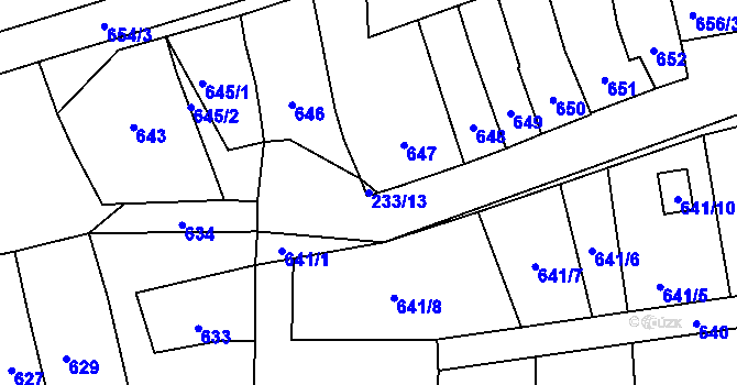 Parcela st. 233/13 v KÚ Morkovice, Katastrální mapa
