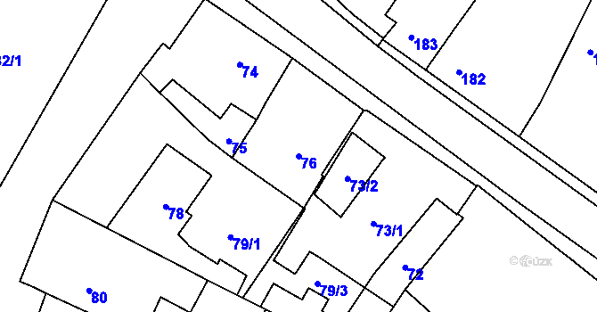 Parcela st. 76 v KÚ Slížany, Katastrální mapa
