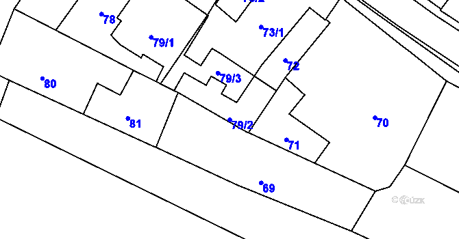 Parcela st. 79/2 v KÚ Slížany, Katastrální mapa