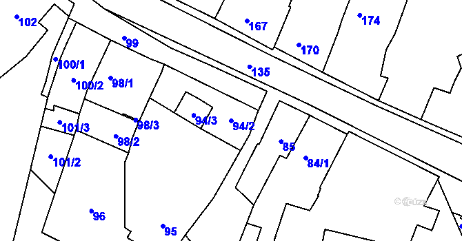 Parcela st. 94/2 v KÚ Slížany, Katastrální mapa