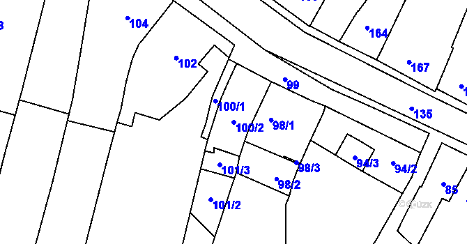 Parcela st. 100/2 v KÚ Slížany, Katastrální mapa