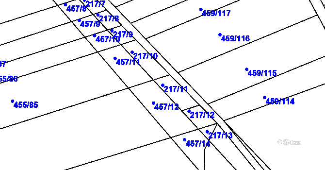 Parcela st. 217/11 v KÚ Slížany, Katastrální mapa