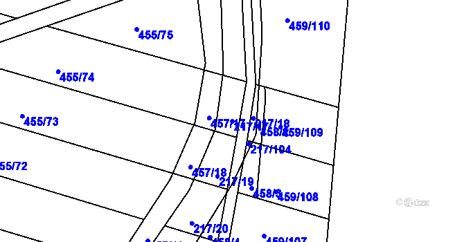 Parcela st. 217/17 v KÚ Slížany, Katastrální mapa