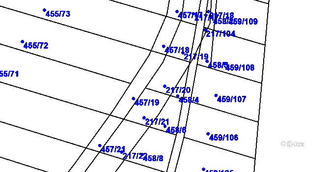 Parcela st. 217/20 v KÚ Slížany, Katastrální mapa