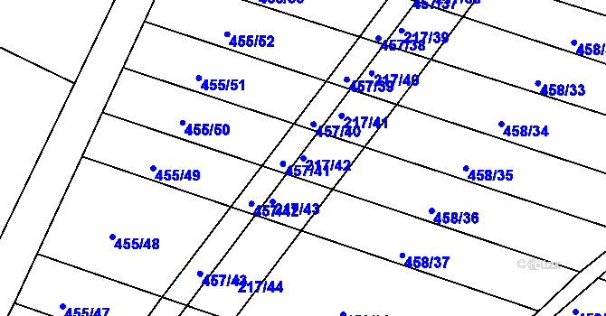 Parcela st. 217/42 v KÚ Slížany, Katastrální mapa
