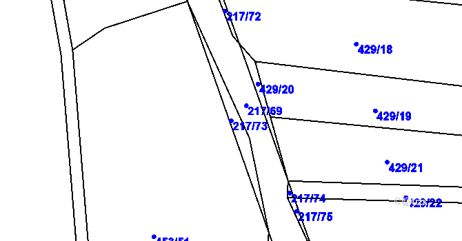 Parcela st. 217/73 v KÚ Slížany, Katastrální mapa