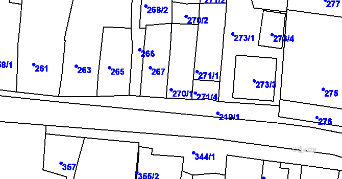 Parcela st. 270/1 v KÚ Slížany, Katastrální mapa