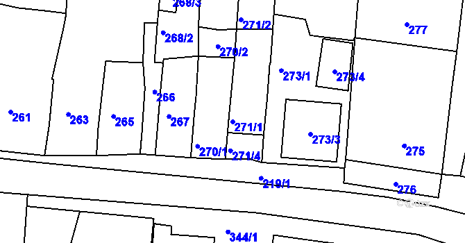 Parcela st. 271/1 v KÚ Slížany, Katastrální mapa