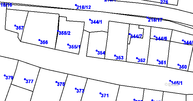 Parcela st. 354 v KÚ Slížany, Katastrální mapa