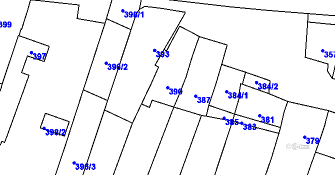 Parcela st. 390 v KÚ Slížany, Katastrální mapa