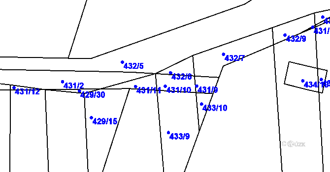 Parcela st. 431/10 v KÚ Slížany, Katastrální mapa