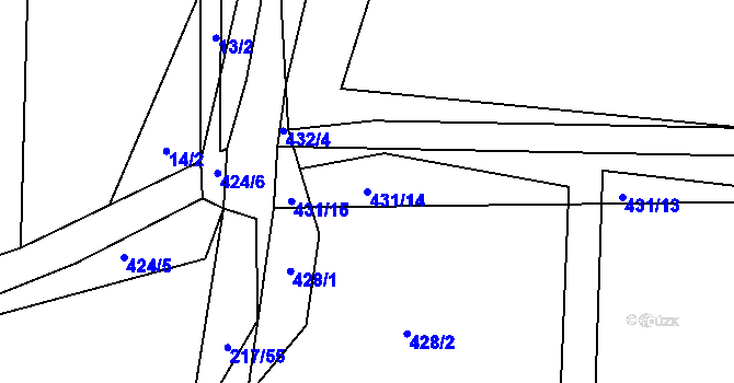 Parcela st. 431/14 v KÚ Slížany, Katastrální mapa