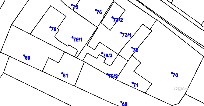 Parcela st. 79/3 v KÚ Slížany, Katastrální mapa