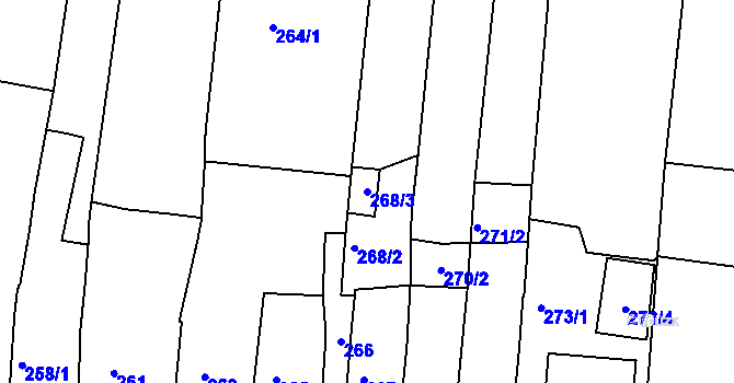 Parcela st. 268/3 v KÚ Slížany, Katastrální mapa