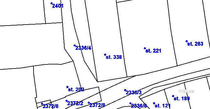 Parcela st. 338 v KÚ Morkůvky, Katastrální mapa