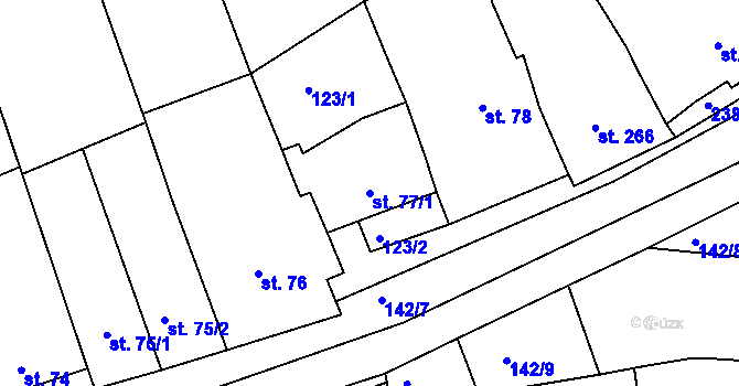 Parcela st. 77/1 v KÚ Morkůvky, Katastrální mapa