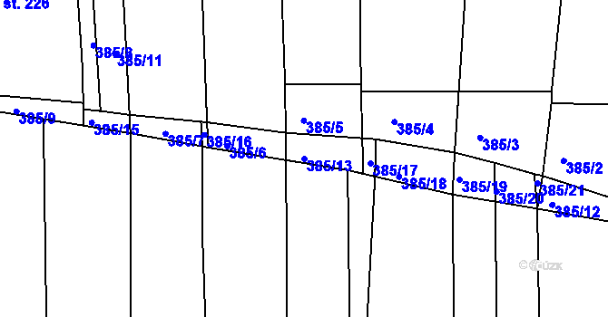 Parcela st. 385/13 v KÚ Morkůvky, Katastrální mapa