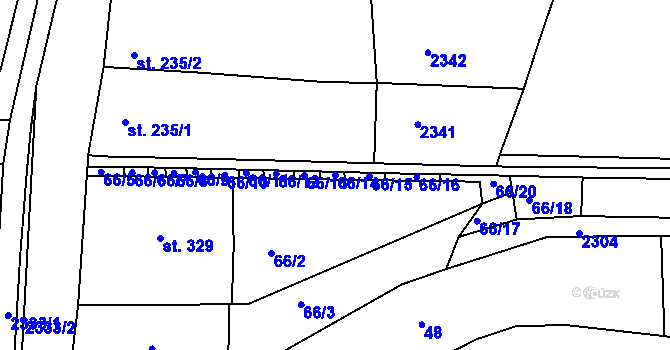 Parcela st. 66/14 v KÚ Morkůvky, Katastrální mapa