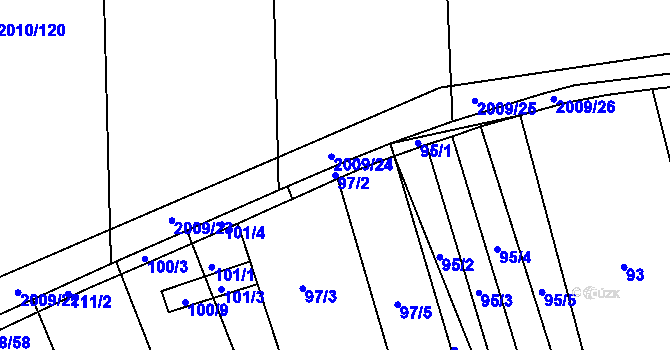 Parcela st. 97/2 v KÚ Morkůvky, Katastrální mapa
