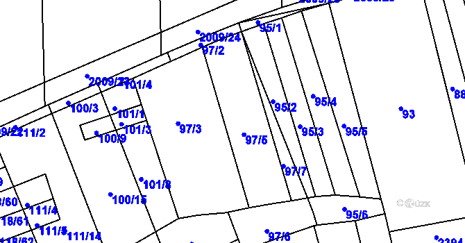 Parcela st. 97/4 v KÚ Morkůvky, Katastrální mapa