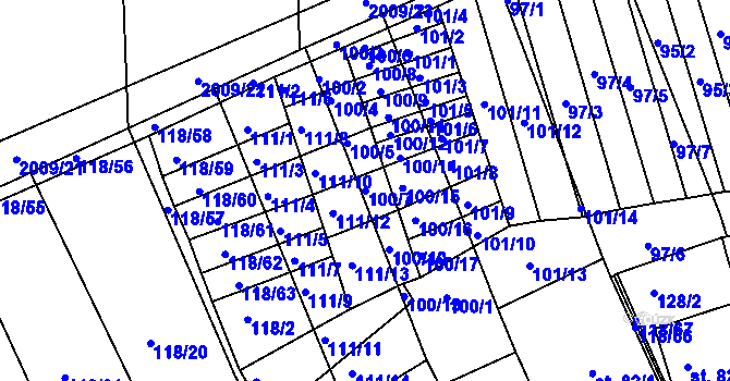 Parcela st. 100/7 v KÚ Morkůvky, Katastrální mapa