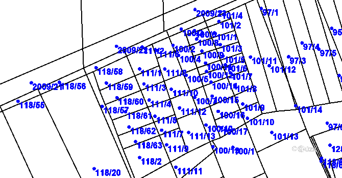 Parcela st. 111/10 v KÚ Morkůvky, Katastrální mapa