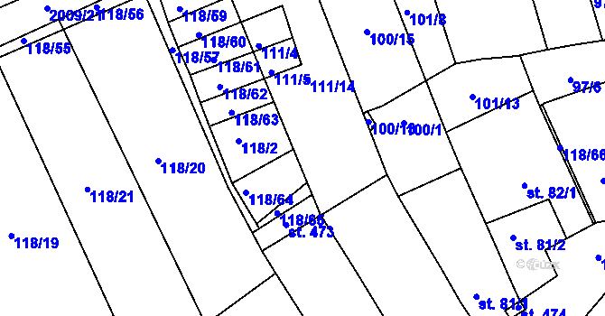 Parcela st. 111/11 v KÚ Morkůvky, Katastrální mapa