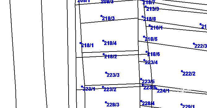 Parcela st. 218/2 v KÚ Morkůvky, Katastrální mapa