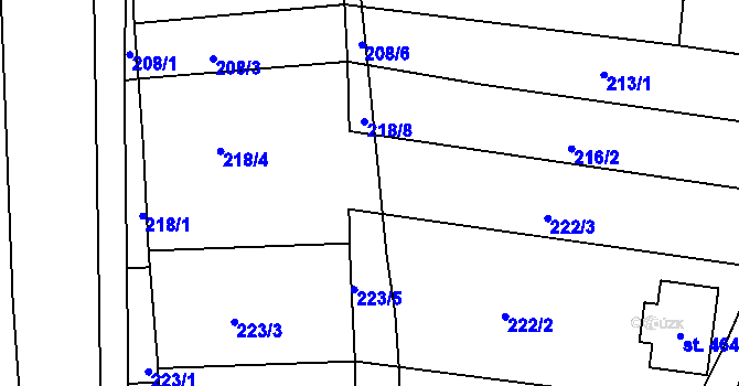 Parcela st. 218/5 v KÚ Morkůvky, Katastrální mapa