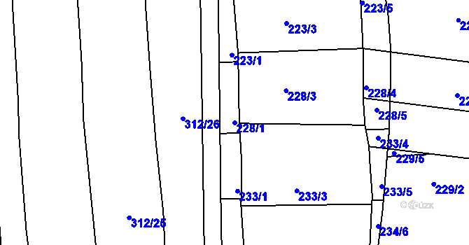 Parcela st. 228/1 v KÚ Morkůvky, Katastrální mapa