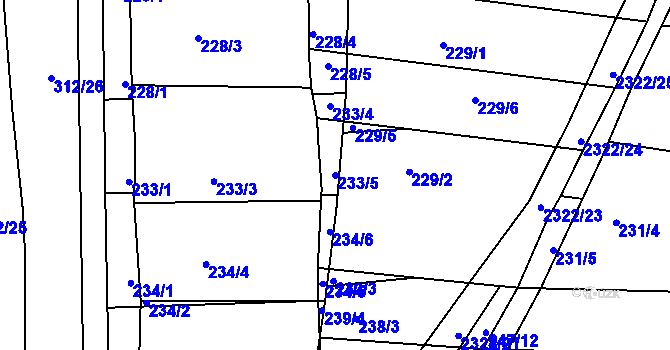 Parcela st. 233/5 v KÚ Morkůvky, Katastrální mapa