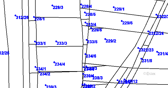 Parcela st. 233/6 v KÚ Morkůvky, Katastrální mapa