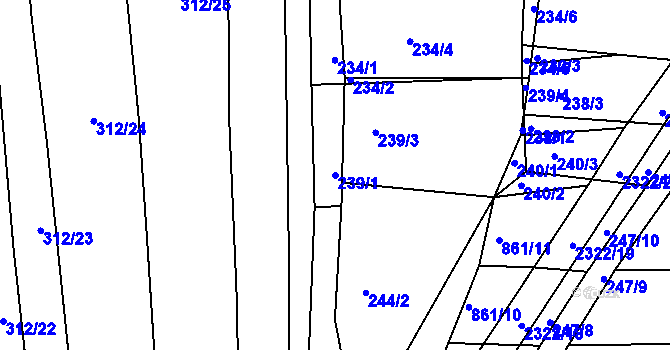 Parcela st. 239/1 v KÚ Morkůvky, Katastrální mapa